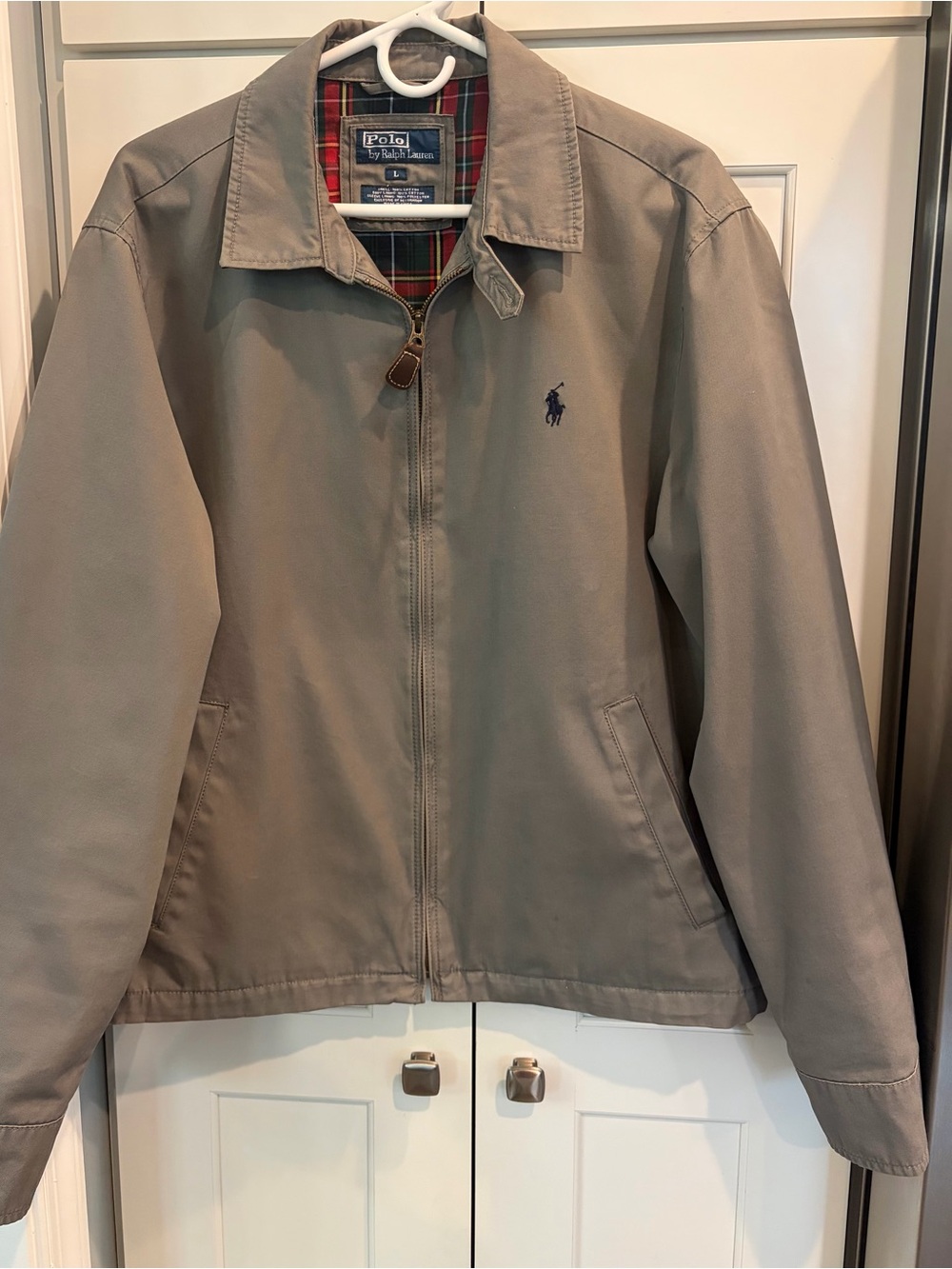 Polo by Ralph Lauren Gray Lightweight Zip-Front Cotton Harrington Jacket